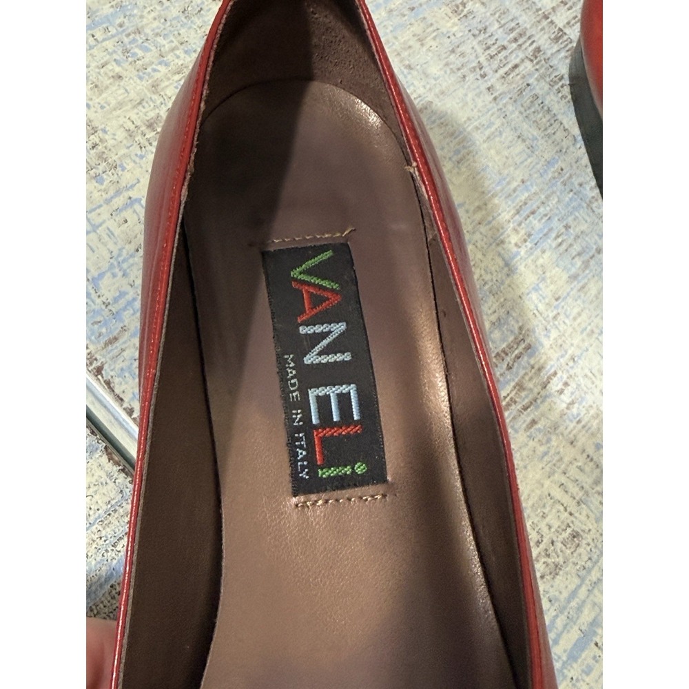 Van Eli Italy Vintage Red Leather Suede Bow Pumps Women's 6.5M - Picture 8 of 12